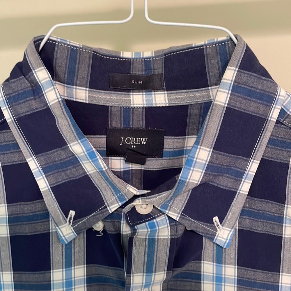 J Crew Slim Fit Blue Pattern Dress Shirt